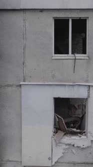 Vertical Video of a House Destroyed By the War in Ukraine alt