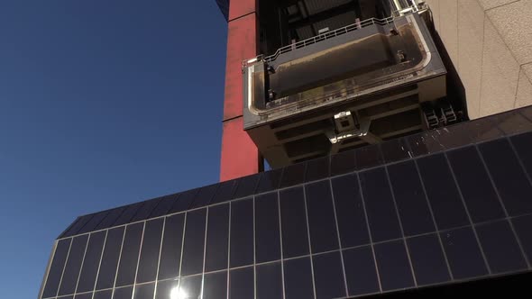 front frog’s perspective view from underneath the entrance at the Strépy-Thieu boat lift of a water alt