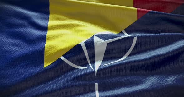 Romania and NATO waving flag loop alt