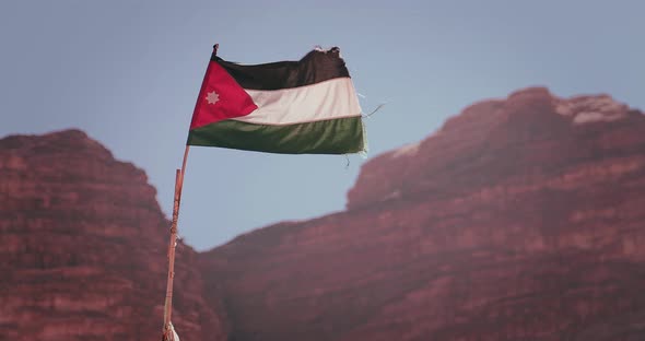 Jordanian flag flying 4k alt