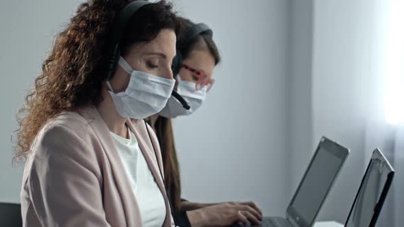 Call Center Operators in Medical Masks
