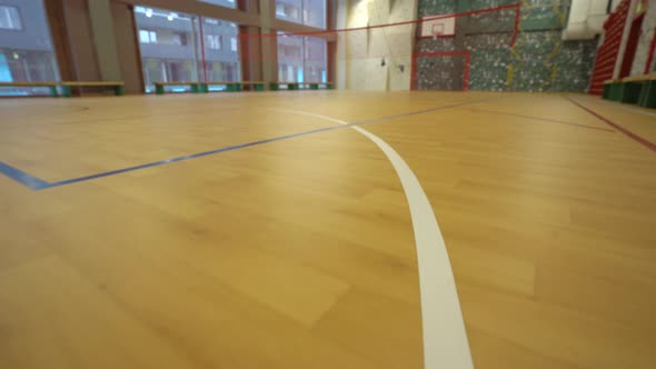 New Basketball Floor in the School No People