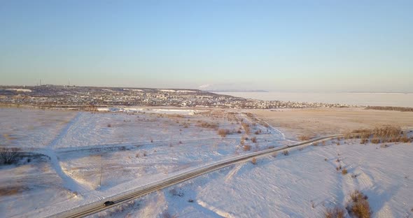 Car On Winter Road