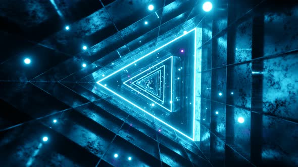Seamless Loop Motion Graphics Of Flying Into Triangle Rotation Tunnel