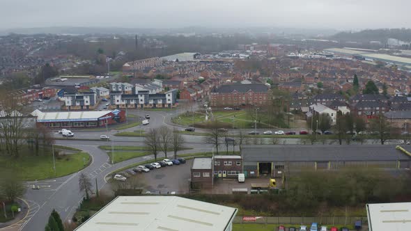 Aerial views of traffic, commuters on the A53 dual carriageway that leads to Etruria road in Hanley alt