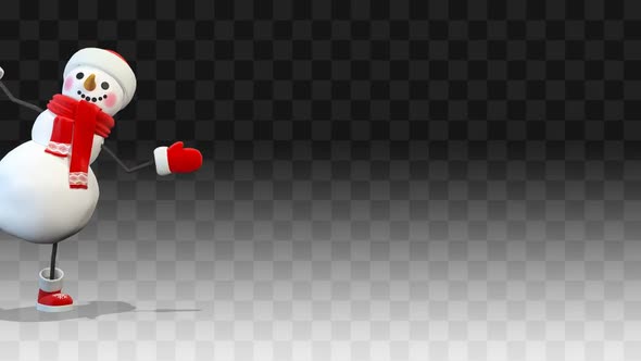 Snowman Peeps Out From The Left Side Of The Screen alt