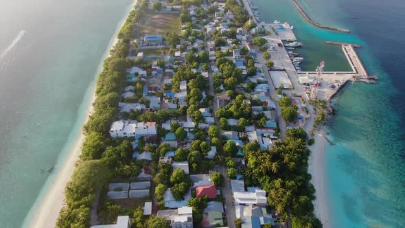 Ukulhas Maldive Island Sunset Aerial View