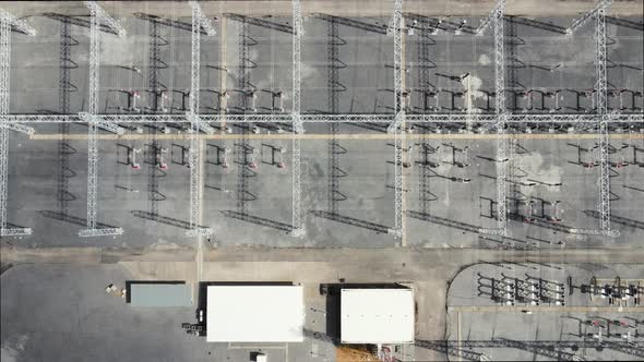 Aerial Top View Electric Substation Industry View From Above High Voltage Tower Electricity alt