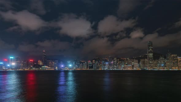 Hong Kong, China | Wide angle view of the iconic Skyline at night