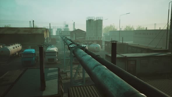 Oil and Gas Industrial Zone with Equipment of Oil Refining alt