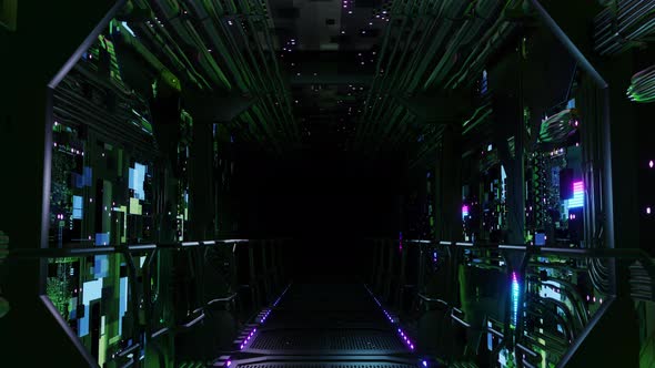 Inside Digital Wiring Network Tunnel Sci Fi 01 4K