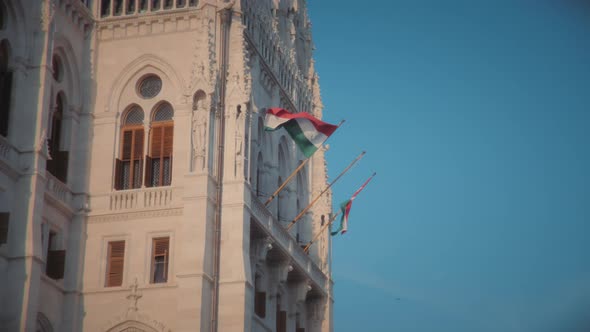 Hungarian flags on Parliament building
