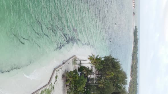 Zanzibar Tanzania  Vertical Video of the Ocean Near the Coast Slow Motion alt