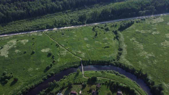 Evening Flight Over the River Among the Fields alt