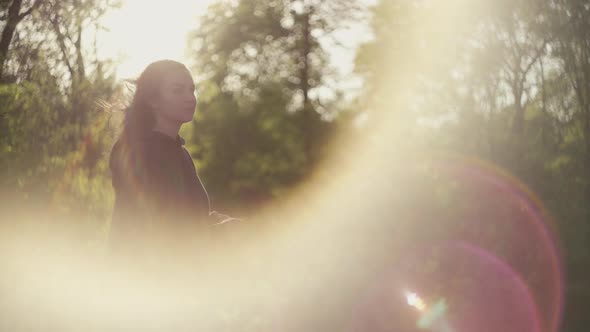 Closeup of a Caucasian Woman on a Jog alt
