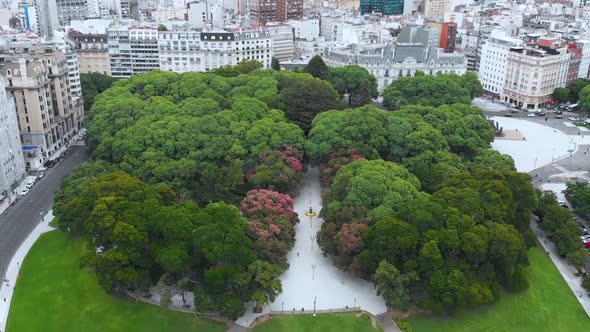 Plaza General San Martin, Retiro area (Buenos Aires, Argentina) aerial view alt