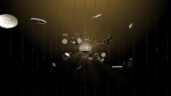 Set 4-5 DASH Cryptocurrency Background with Flying Coins 4K alt