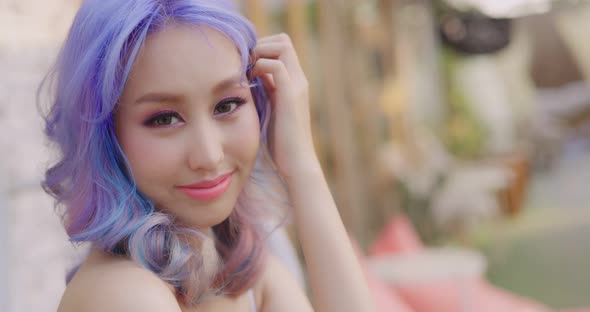 Beautiful Asian Braces Girl With Magnificent Galaxy Hair Style. alt