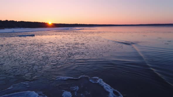 Partly Frozen Sea Aerial Shot alt
