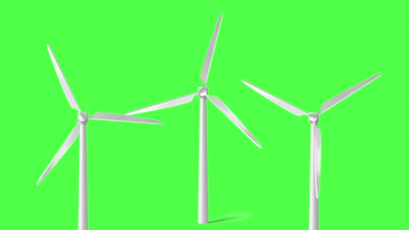 Wind turbines with the green screen background