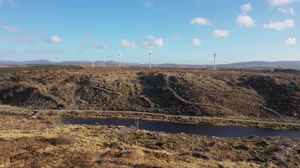 Aerial View of Bonny Glen and the Loughderryduff Windfarm Between Ardara and Portnoo in County alt