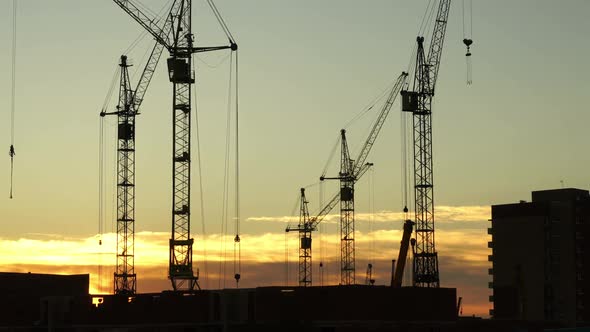 Construction Site at Orange Sunset