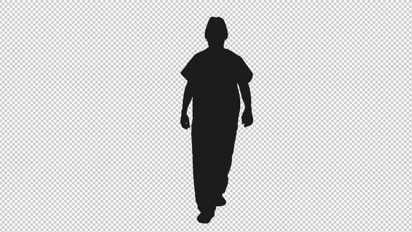 Black and White Silhouette of Walking Man, Alpha Channel
