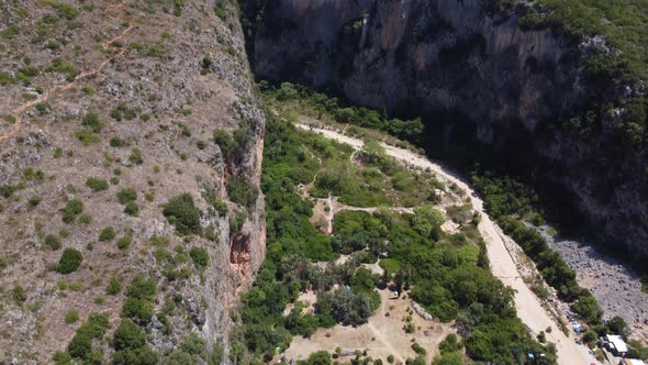 Aerial View of Canyon at Gjipe Beach Himara Albania Albanian Riviera alt