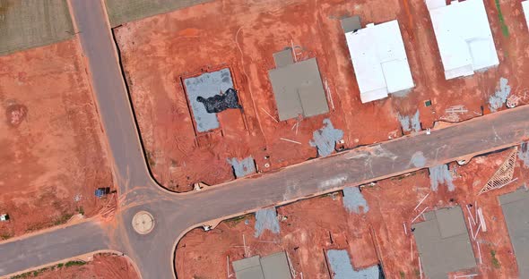 New Home Development Construction Site Unfinished Houses alt
