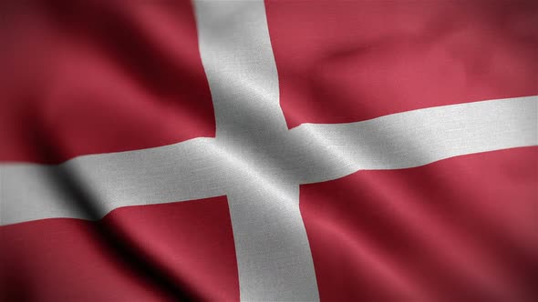 Denmark Flag Closeup Blowing In Wind alt