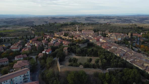 San Quirico D'orcia Aerial View of Town in Val d'Orcia Valley, Tuscany alt