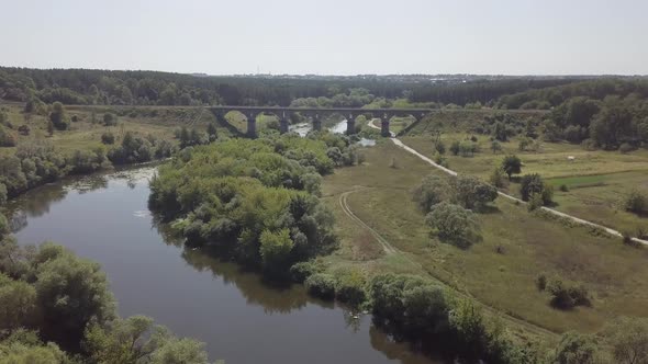 Beautiful Railway Bridge Viaduct Over River Sluch Novograd Volynsky Ukraine