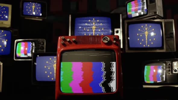 Indiana flag on Retro TVs. alt