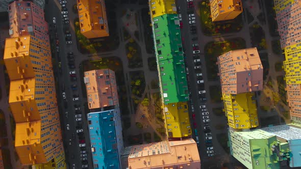 Top View of the Colorful Buildings, Aerial Footage