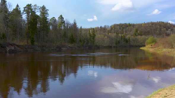 Gauja river in early spring in Sigulda