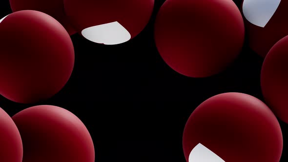 Love and romance hearts drawn on colored balls are falling Isolated by the Alpha channel alt