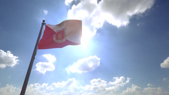 Tlaxcala Flag on a Flagpole V4 - 4K alt