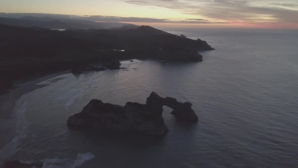 New Zealand coastline during sunset