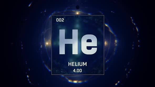 Graphic Info Chart of Helium as Element 2 of the Periodic Table on Blue Animation Background