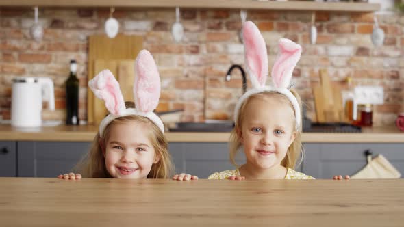 Video portrait of cute girl in the ears of rabbit. Shot with RED helium camera in 8K. alt