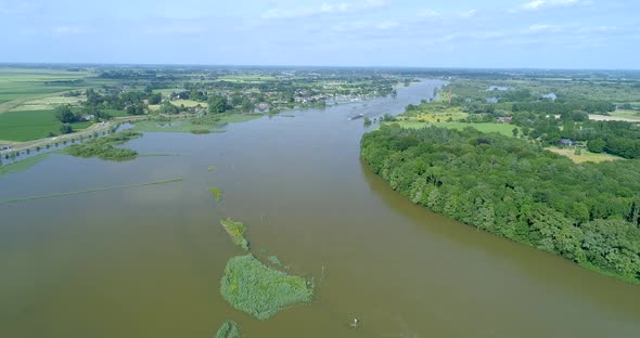 Aerial view of river IJssel, Veessen, The Netherlands. alt