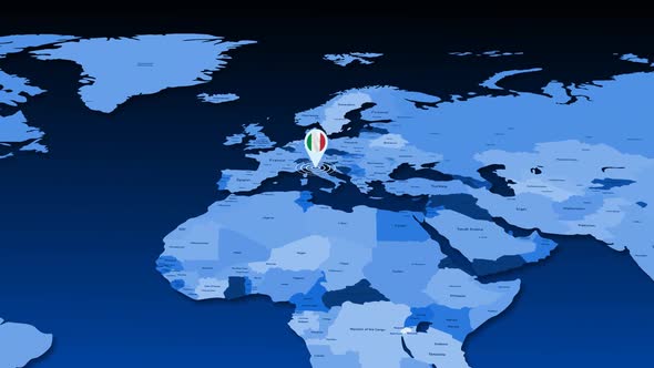 Italy Location Tracking Animation On Earth Map alt