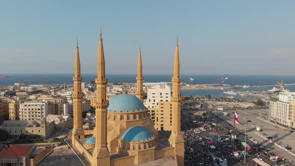 Drone Shots - Lebanon, Beirut Protests in Downtown Martyrs Square