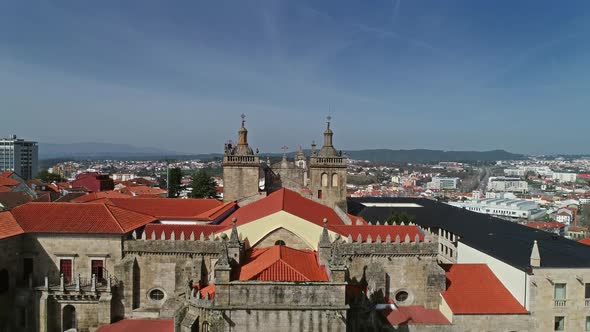 Aerial View of Old Historic Town Viseu in Portugal alt