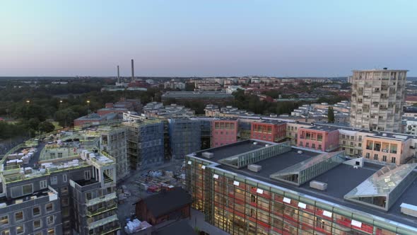 Aerial View of New Construction of Buildings Stockholm