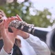 A Girl Plays the Clarinet in the Park in the Summer - VideoHive Item for Sale