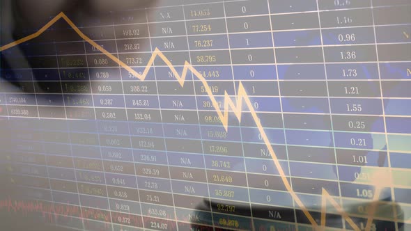 Conceptual digital animation of a business graph against the financial figures on the screen 4k alt