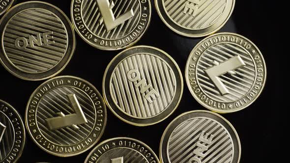 Rotating shot of Bitcoins (digital cryptocurrency) - BITCOIN LITECOIN 271 alt