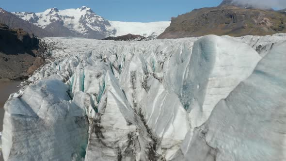 Birds Eye of Icebergs of Icelandic Breidamerkurjokull Lake in Vatnajokull National Park alt
