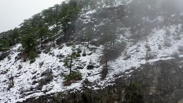 Soft Winter in the Mountains Aerial View 4 K alt